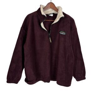 Canadian Fleecewear Burgundy Red 1/4 Zip Pullover Men's Medium Sherpa Collar